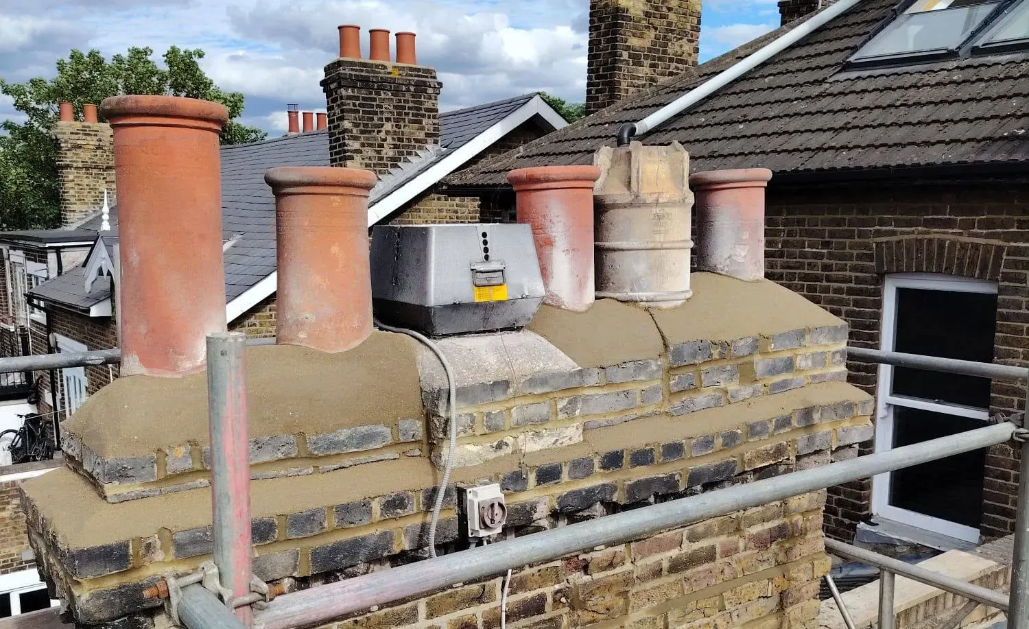 Chimney stacks rebuilt and repointed by Southridge Roofing & Groundworks